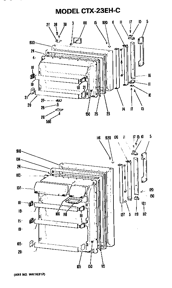 Doors Diagram and Parts List for CTX23EHC  Hotpoint Refrigerator