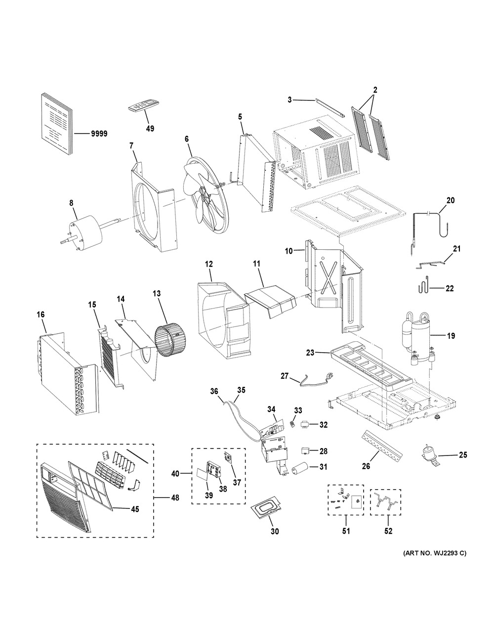 Room Air Conditioner Diagram and Parts List for AEE08ATL3  General Electric Air Conditioner