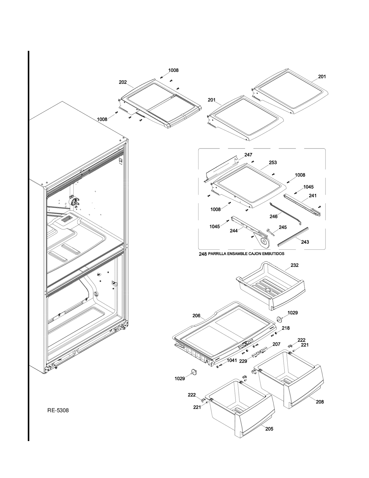 FF SHELVES Diagram and Parts List for PFSF0MFZJBB  General Electric Refrigerator
