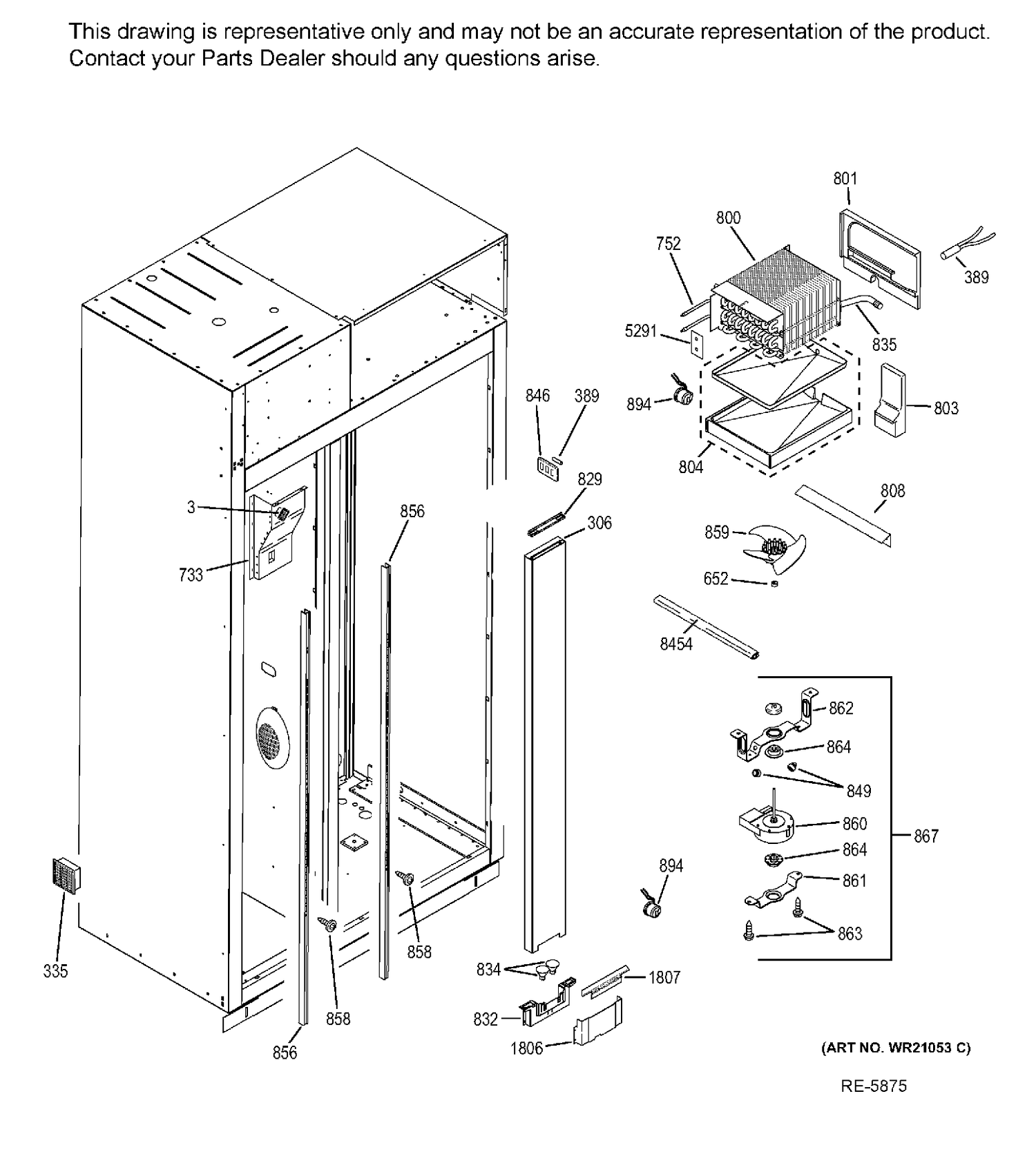 FZ SECTION Diagram and Parts List for ZIS420NHA  General Electric Refrigerator