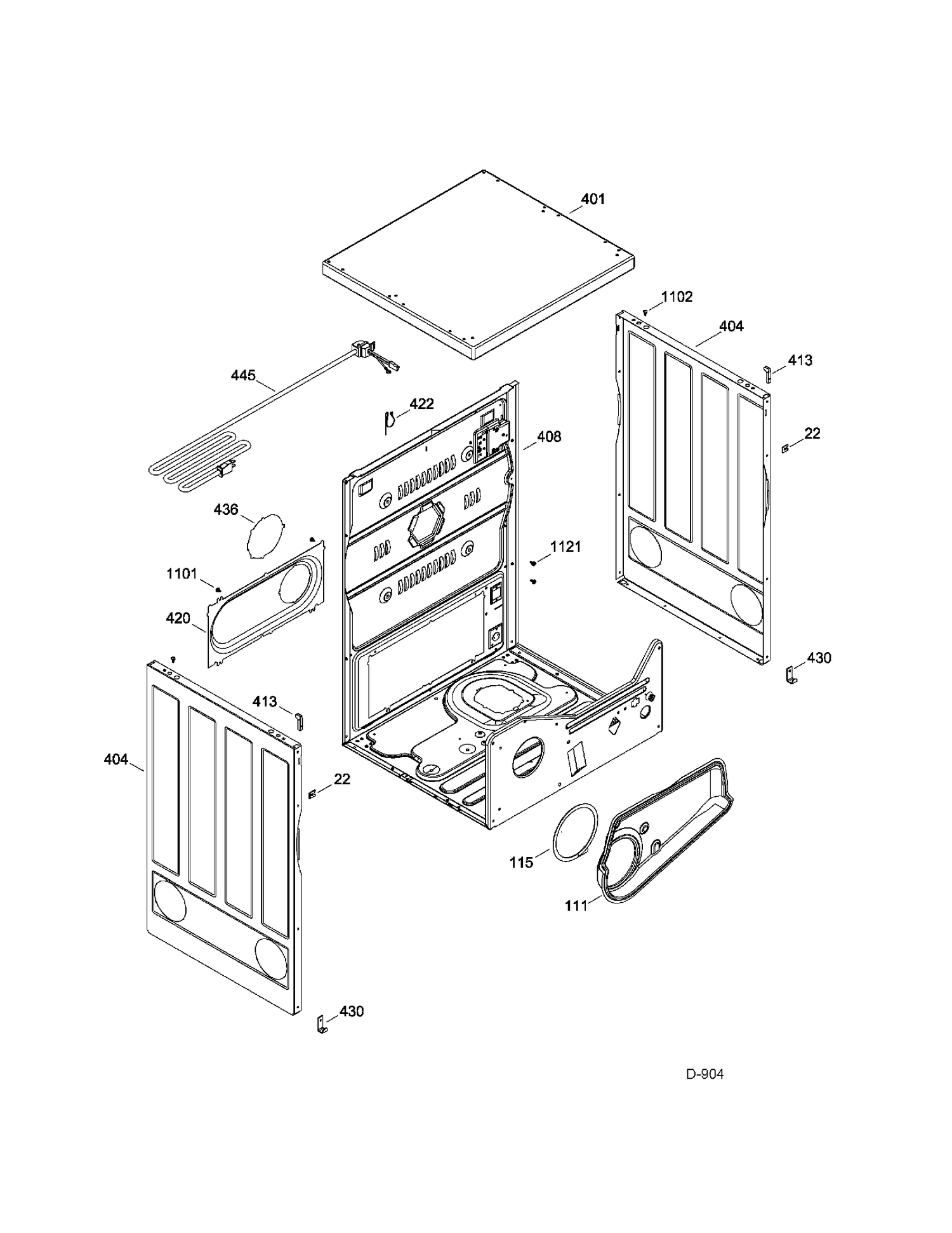 CABINET Diagram and Parts List for PSKS333EB1WW  General Electric Dryer