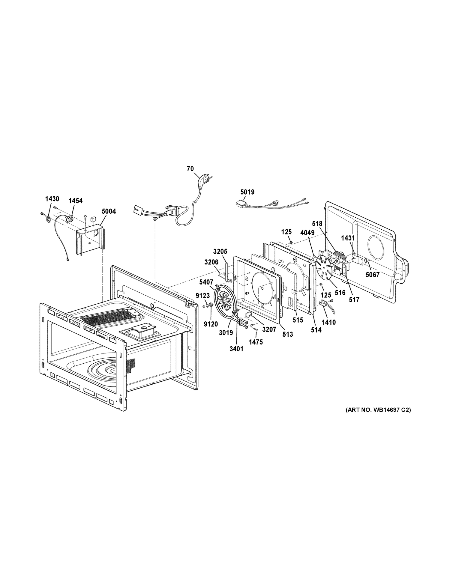 INTERIOR PARTS 1 Diagram and Parts List for ZSC1202J2SS  General Electric 