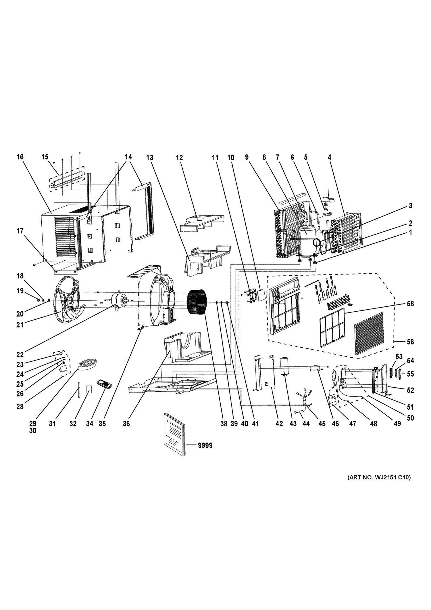 ROOM AIR CONDITIONER Diagram and Parts List for AEC10AXL1  General Electric Air Conditioner