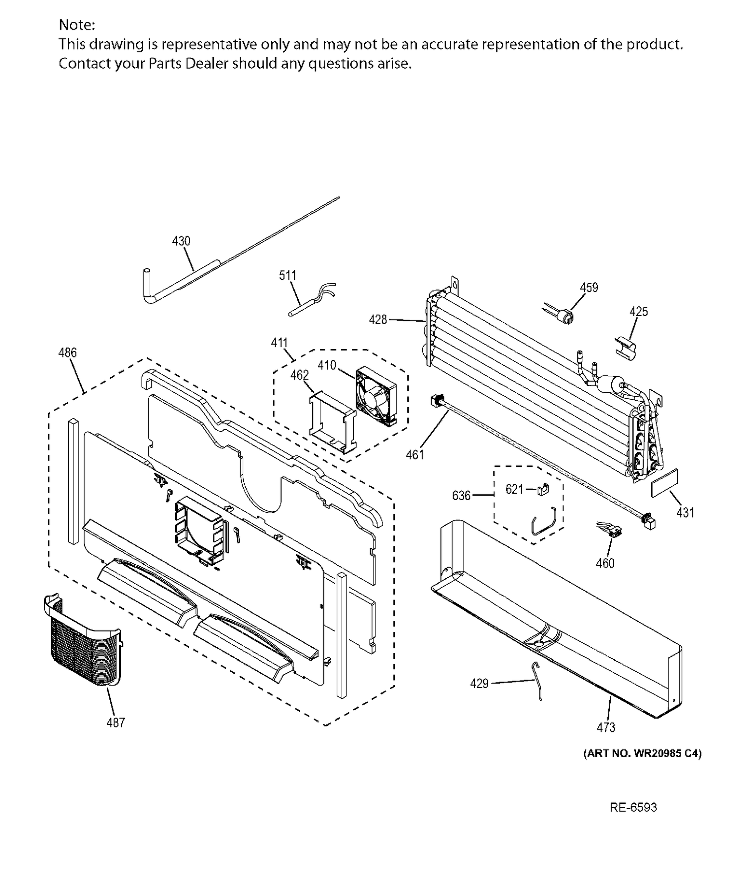 FREEZER SECTION Diagram and Parts List for PYE22PSHISS  General Electric Refrigerator