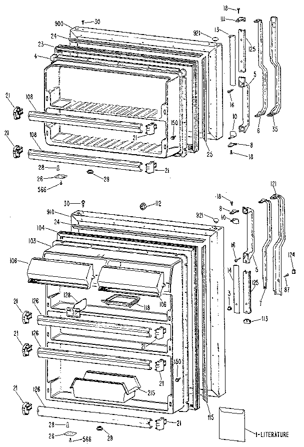 Door Diagram and Parts List for TBX24ZLR  General Electric Refrigerator