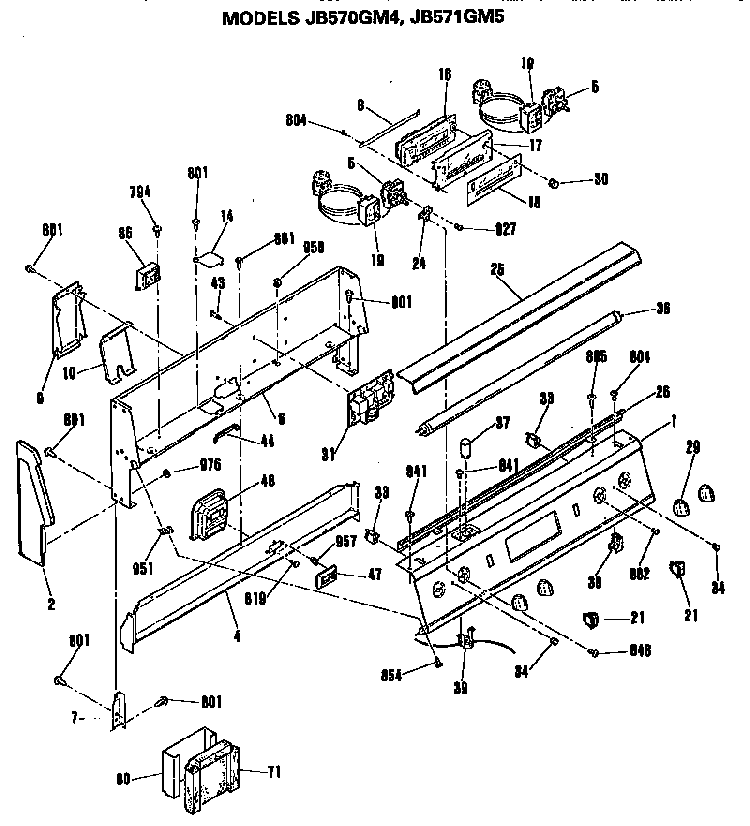 Control Diagram and Parts List for JB571GM5BK  General Electric Range