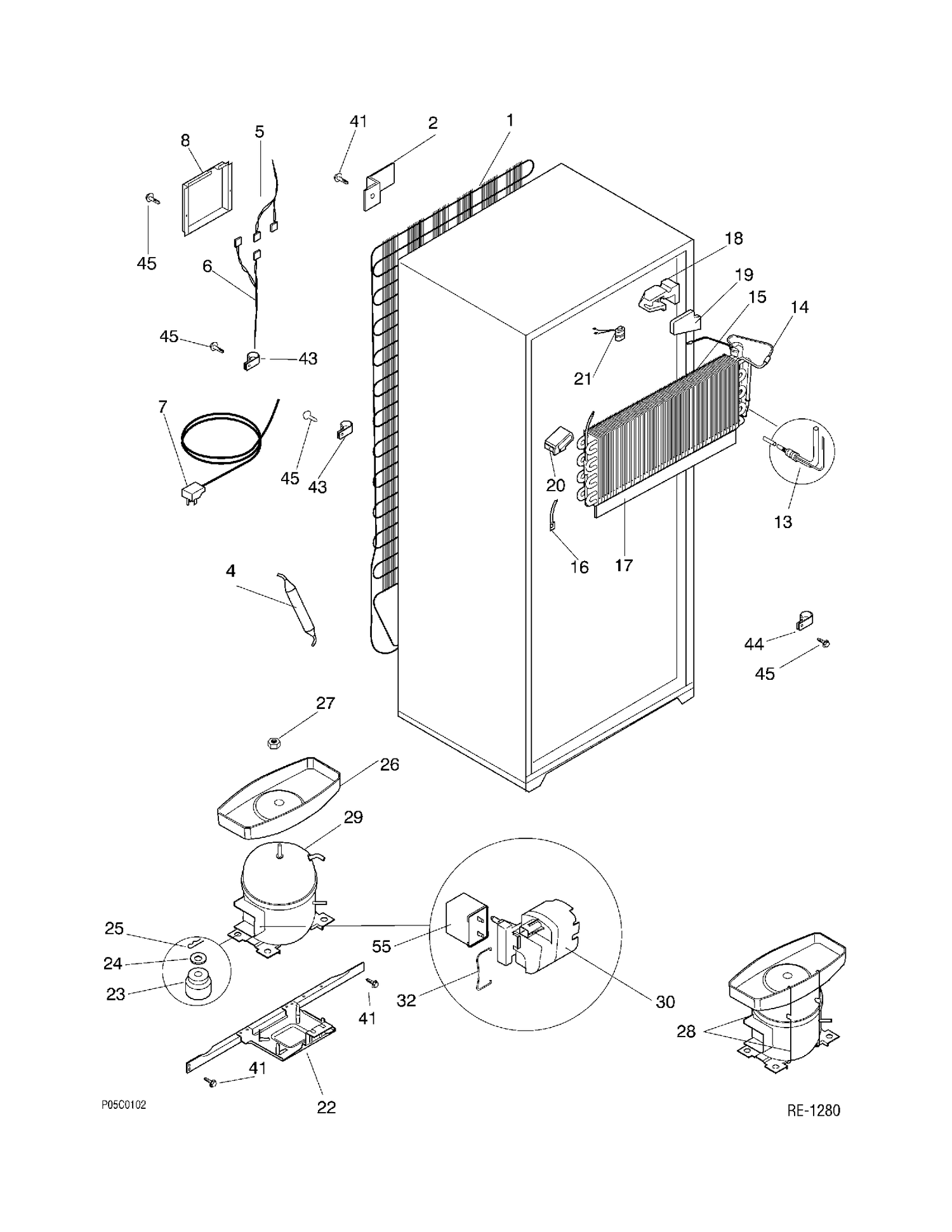 SYSTEM GROUP Diagram and Parts List for FRT18QGFD3  General Electric Refrigerator
