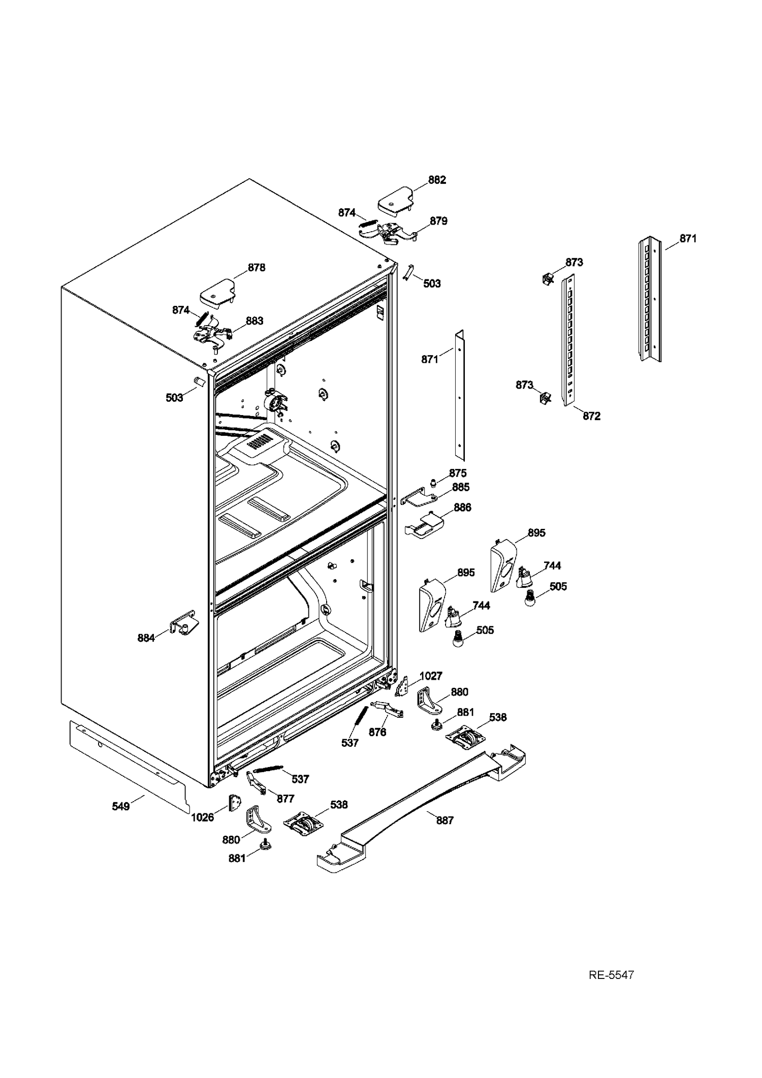 HINGE PARTS Diagram and Parts List for PNR22MSEAFES  General Electric Refrigerator