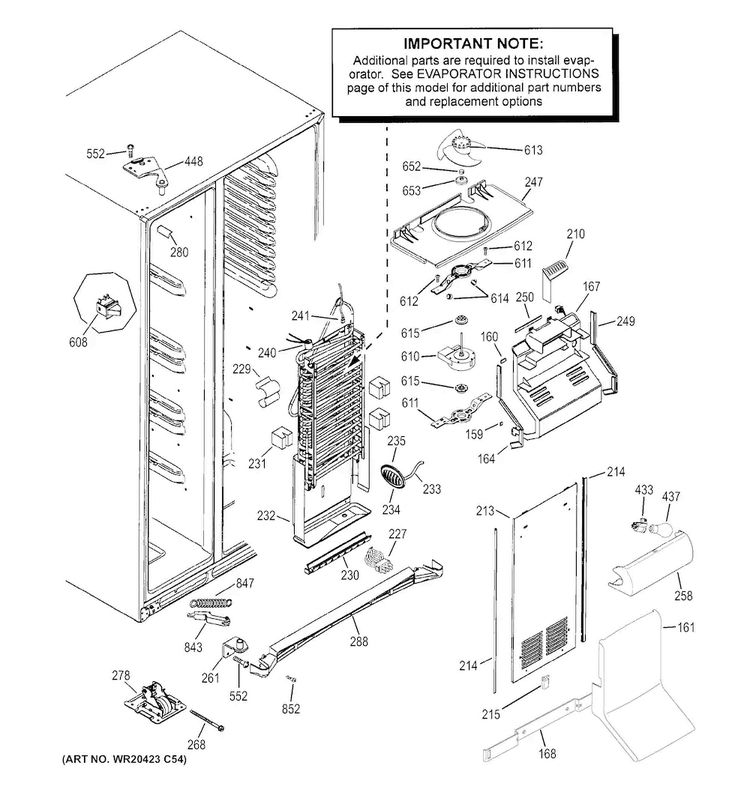 Freezer Section Diagram and Parts List for GSE25HGHBHWW  General Electric Refrigerator