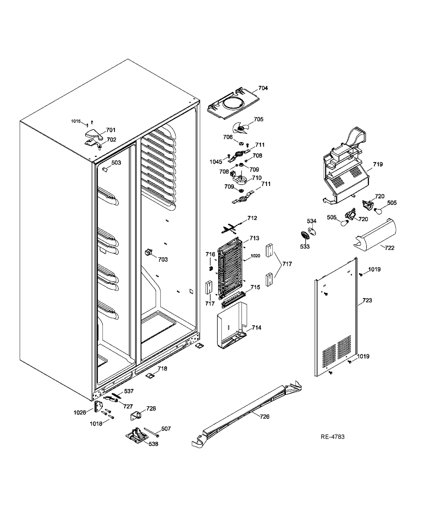 FZ SECTION Diagram and Parts List for GSHS9NGYBCSS  General Electric Refrigerator