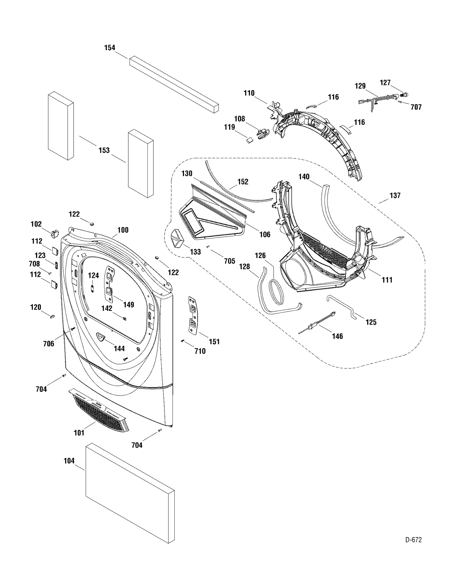FRONT PANEL Diagram and Parts List for UPVH890EJ0MG  General Electric Dryer