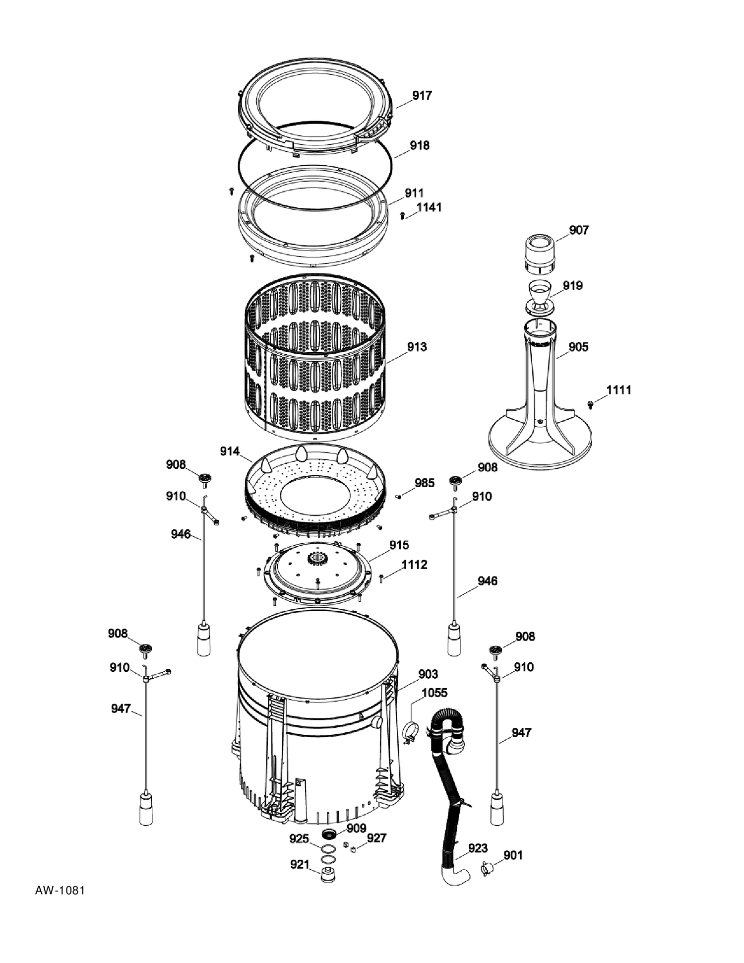 TUB WASHER Diagram and Parts List for C978-97322310  General Electric Washer