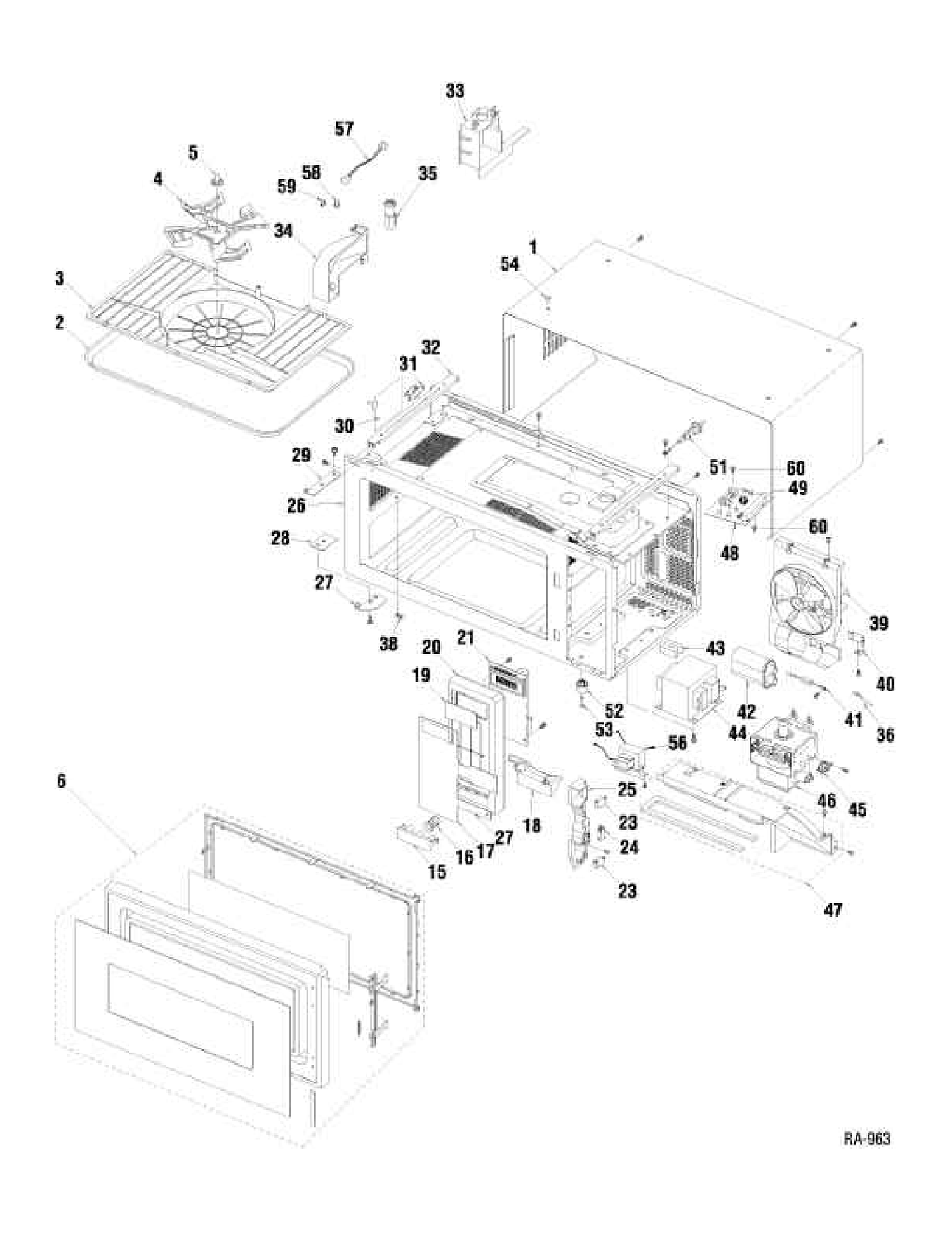 UNIT PARTS Diagram and Parts List for JEM31WYC002  General Electric Microwave