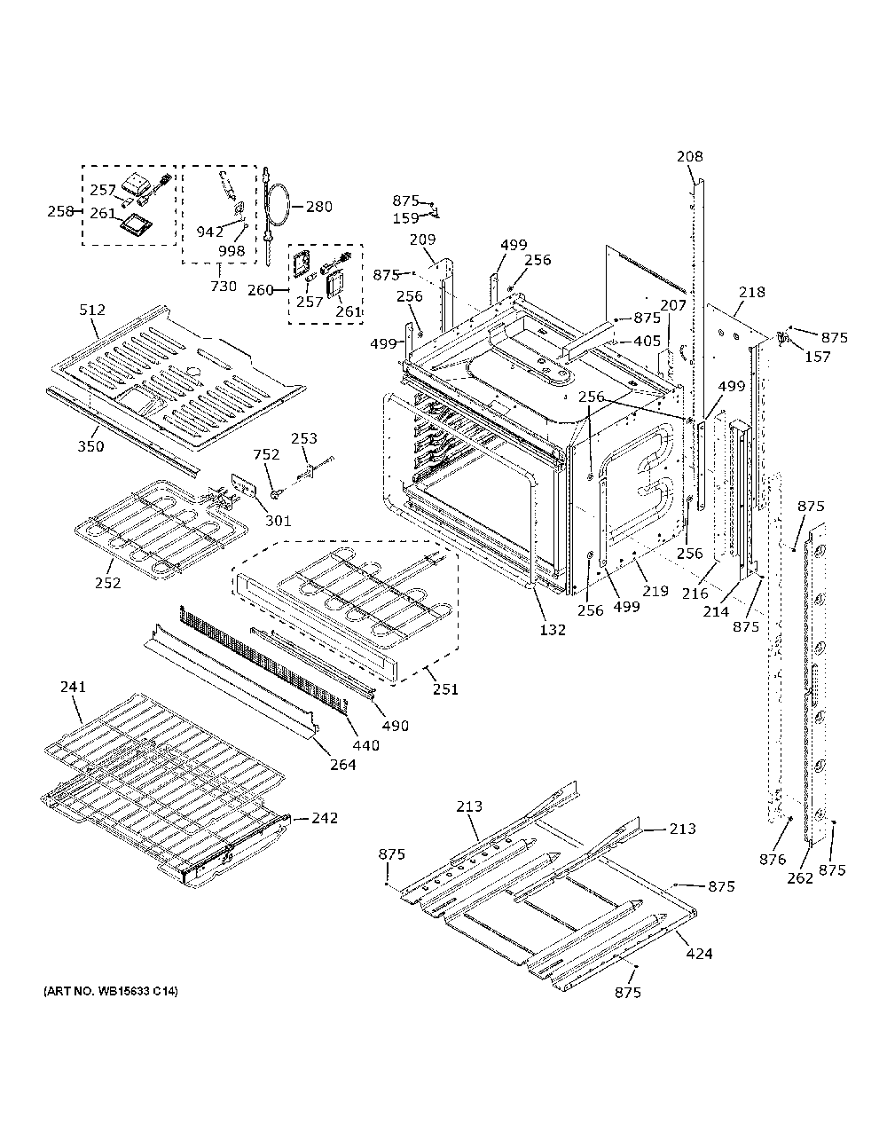 Lower Oven Diagram and Parts List for CTD90FP3N2D1  General Electric Wall Oven