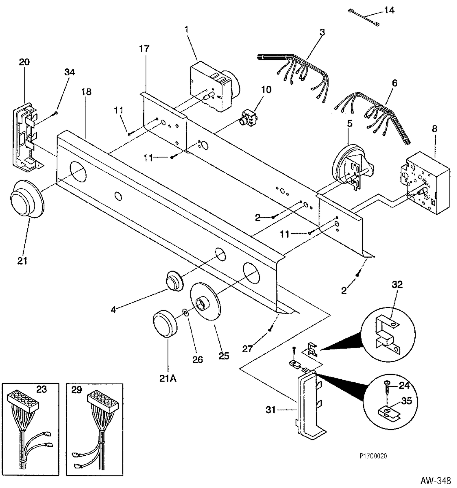 CONTROL PANEL Diagram and Parts List for 52750 MLC275CW1 General Electric Washer