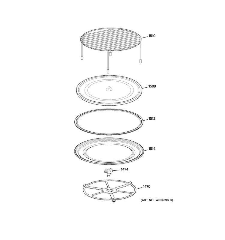 Interior Parts Diagram and Parts List for ZSC1201J1SS  General Electric Microwave