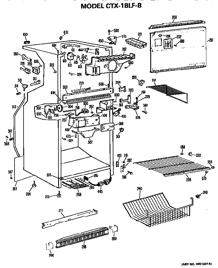 Cabinet Parts Diagram and Parts List for CTX18LFB  Hotpoint Refrigerator