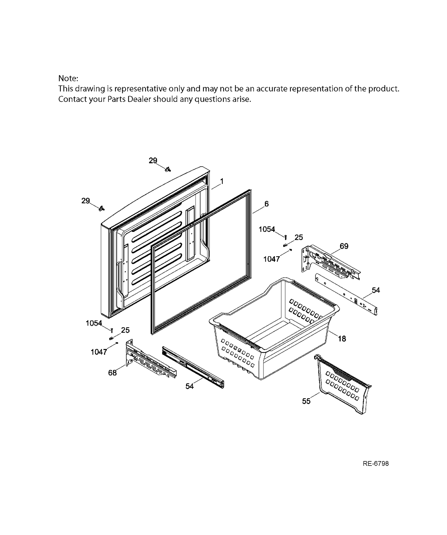 FZ DOOR Diagram and Parts List for PNE25JGKBKWW  General Electric Refrigerator