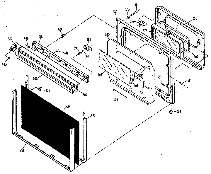 Lower oven door Diagram and Parts List for 3639878911KS  Kenmore Range