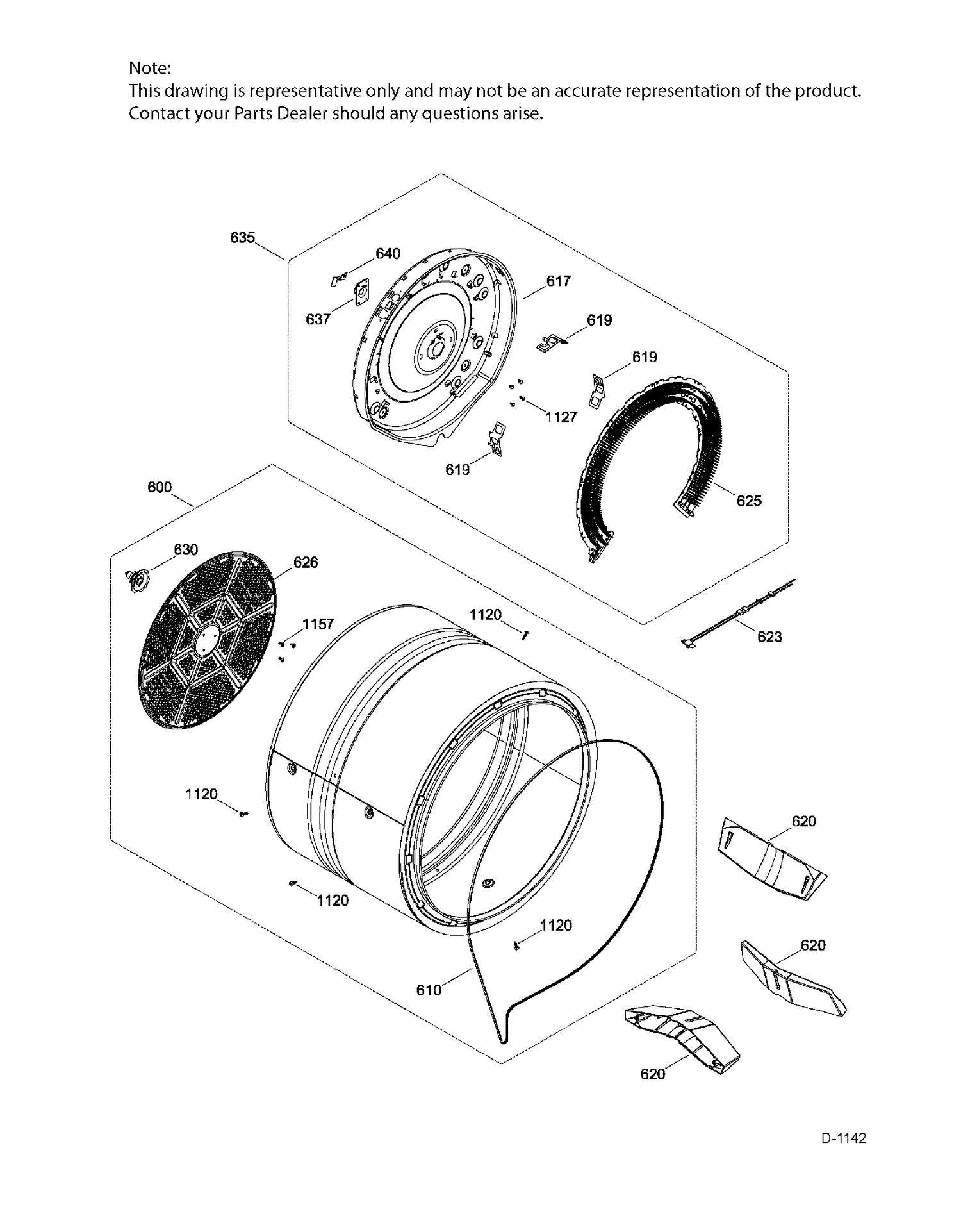 DRUM ASM Diagram and Parts List for GTMX180ED5WW  General Electric Dryer