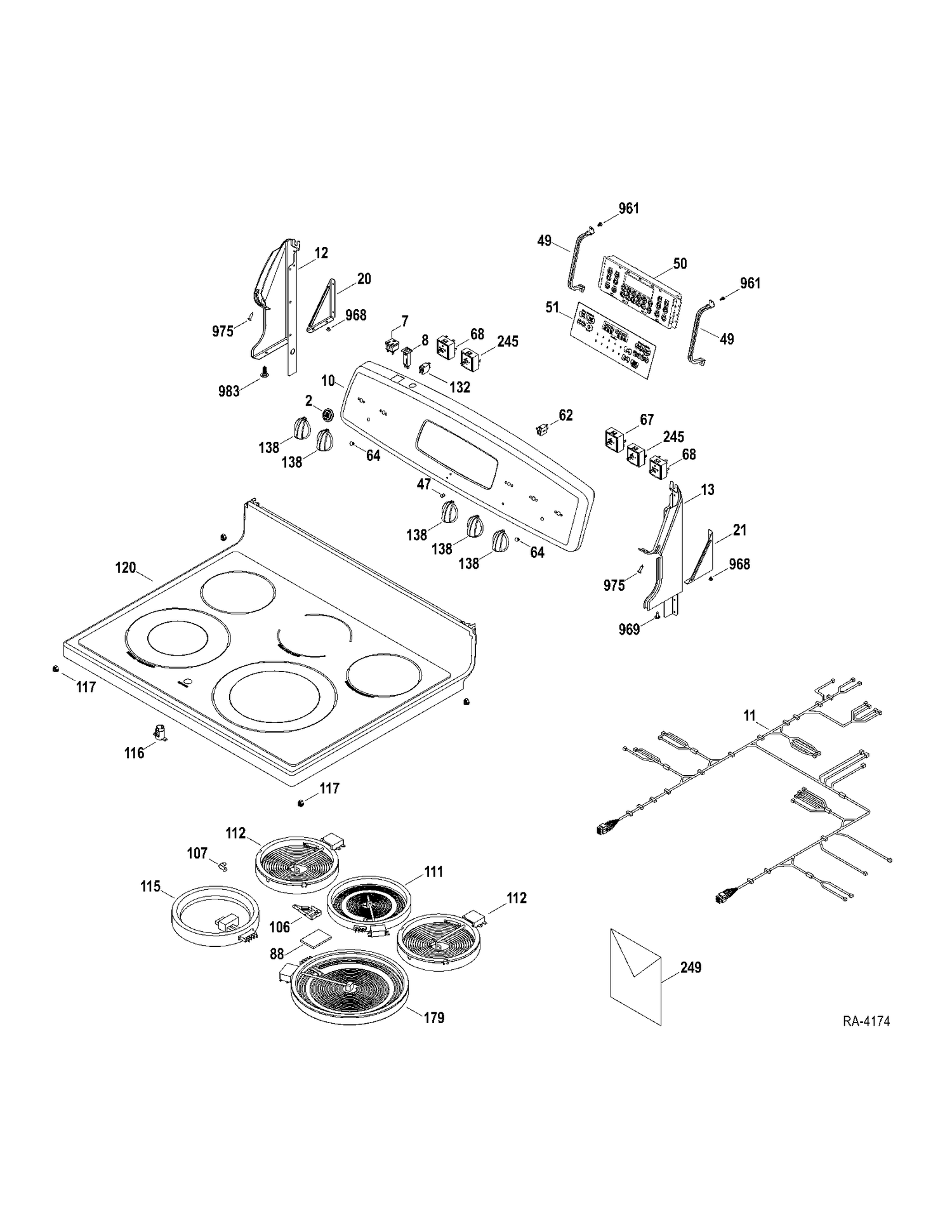 CONTROLS-COOKTOP Diagram and Parts List for JCBP780DT1WW  General Electric Range