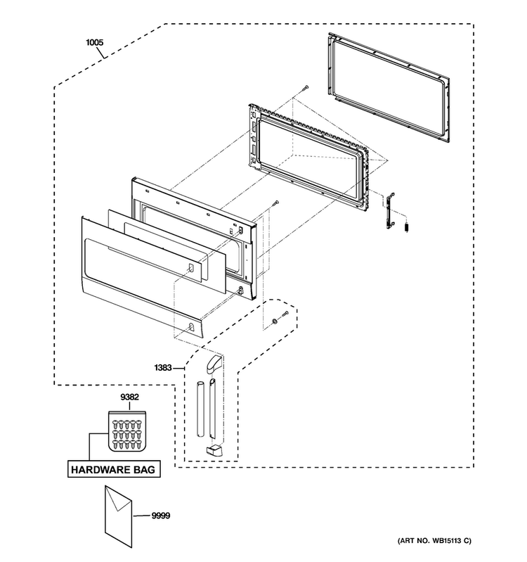Door Parts Diagram and Parts List for CVM1790XS2SL  General Electric Microwave