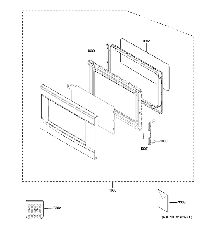 Door Parts Diagram and Parts List for JES1451DS2WW  General Electric Microwave