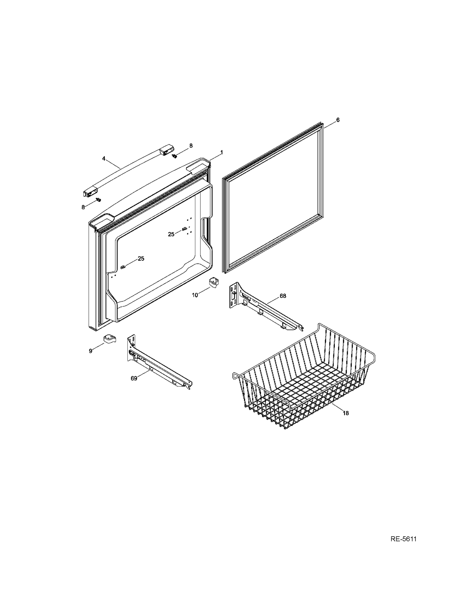 FZ DOOR Diagram and Parts List for PDR20KSEALES  General Electric Refrigerator