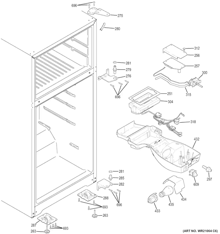 Fresh Food Section Diagram and Parts List for GIE18CTHHRBB  General Electric Refrigerator