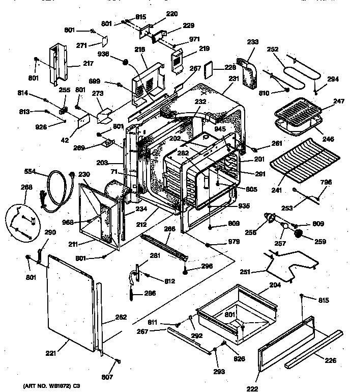 Body Parts Diagram and Parts List for JSP39WV2WW  General Electric Range