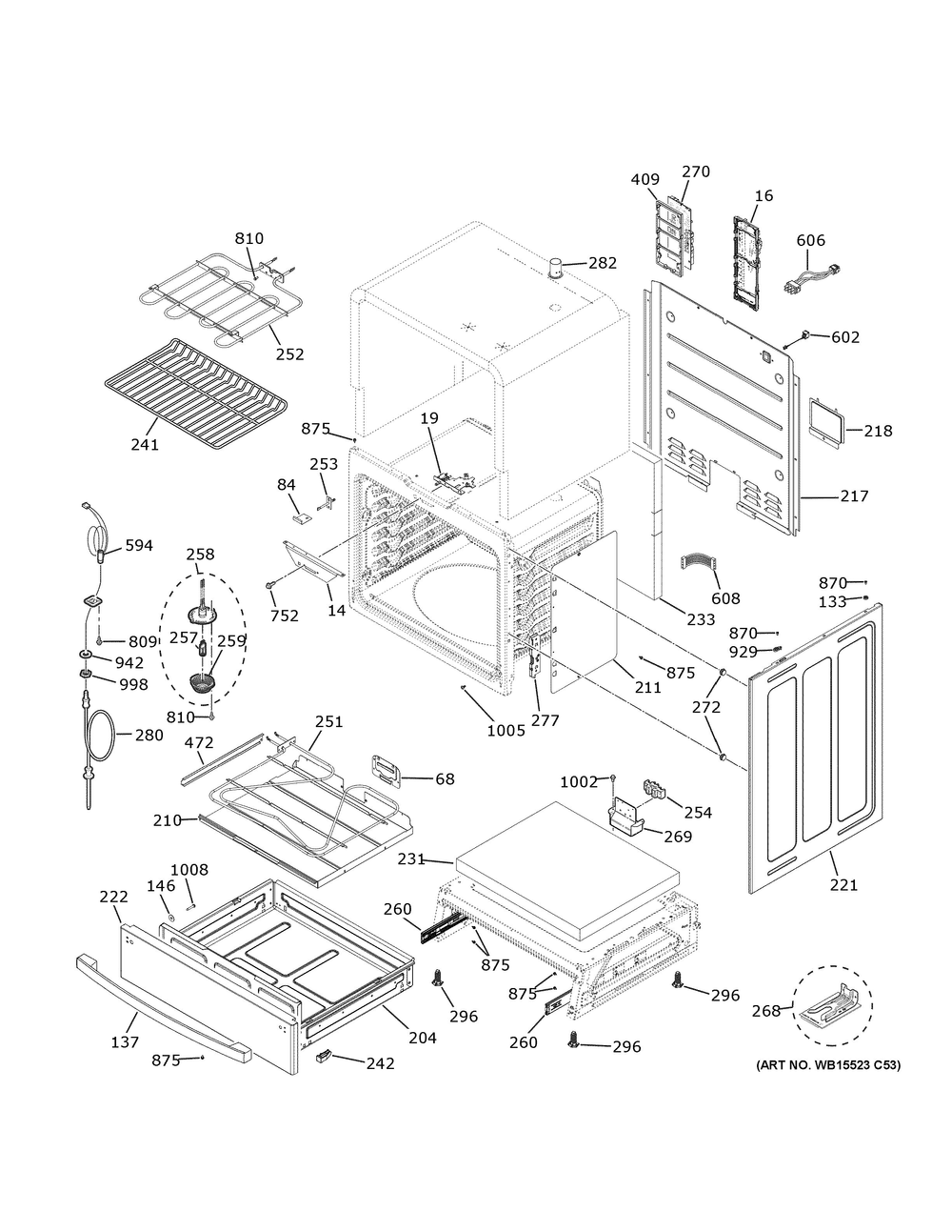 Body Parts Diagram and Parts List for PSS93BP9TS  General Electric Range