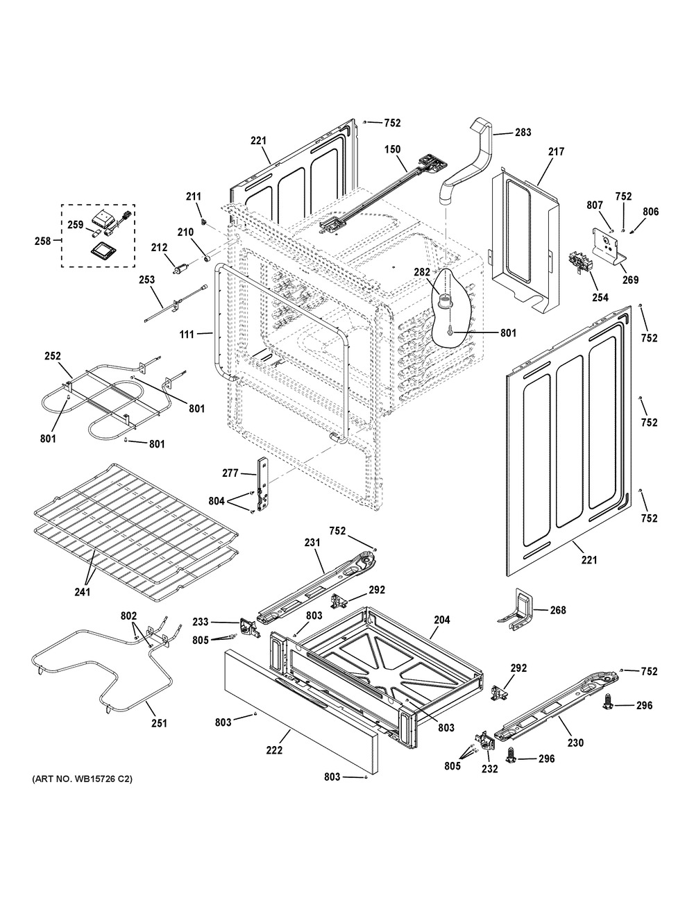 Body Parts Diagram and Parts List for XRF500PV1BB  General Electric Range