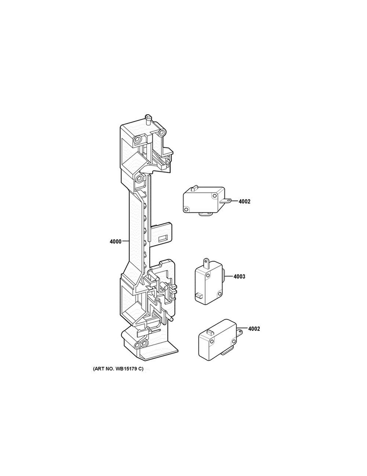 Latch Board Parts Diagram and Parts List for JES1456DS3WW  General Electric Microwave