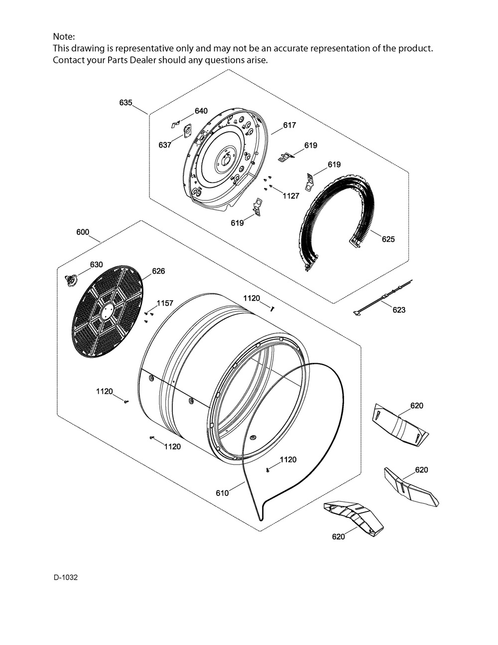 Drum Diagram and Parts List for GMMP280ED4WS  General Electric Dryer