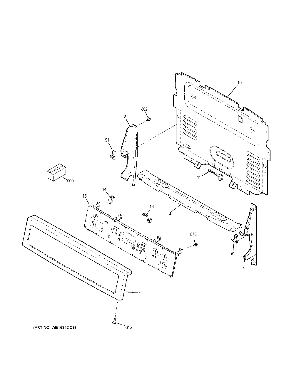 Control panel Diagram and Parts List for PHB920SJ8SS  General Electric Range