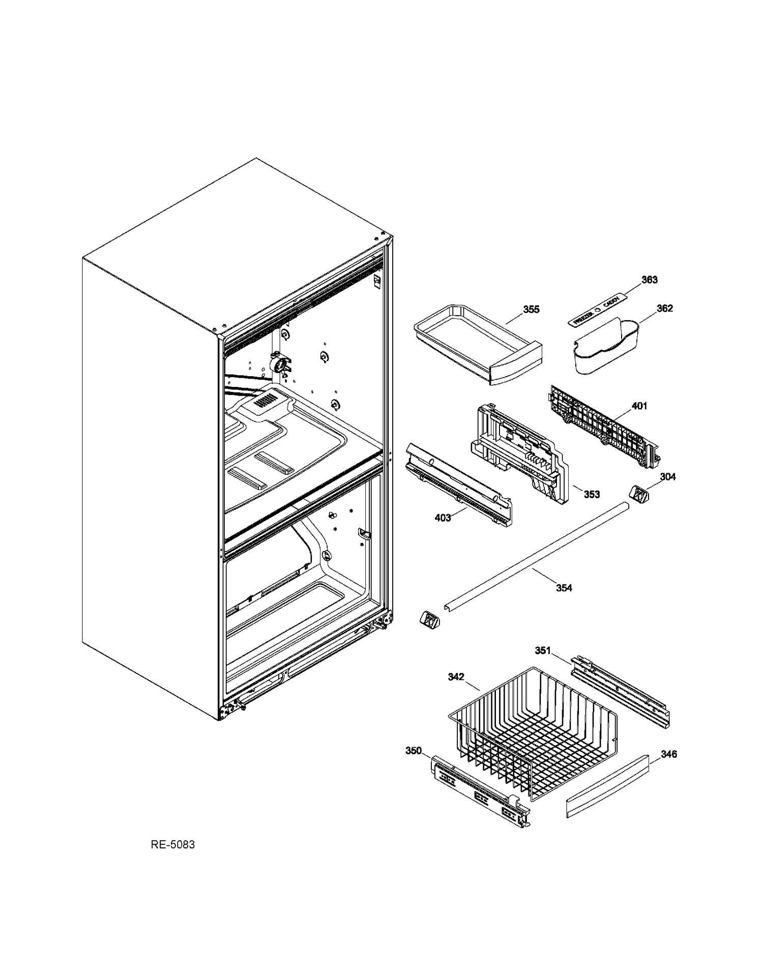 FZ SECTION BASKETS Diagram and Parts List for CFRP5NFDASS  General Electric Refrigerator