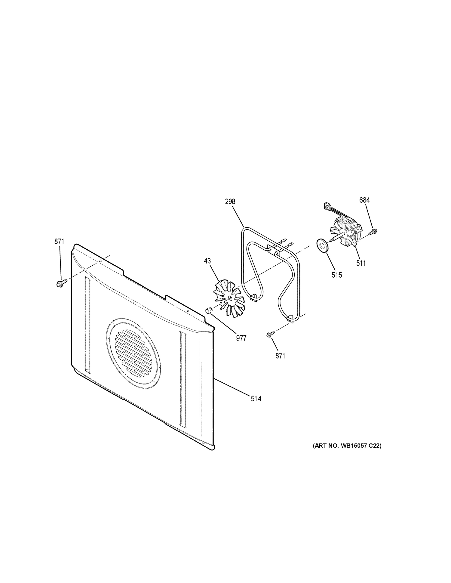 CONVECTION FAN Diagram and Parts List for PB911BJ5TS  General Electric Range