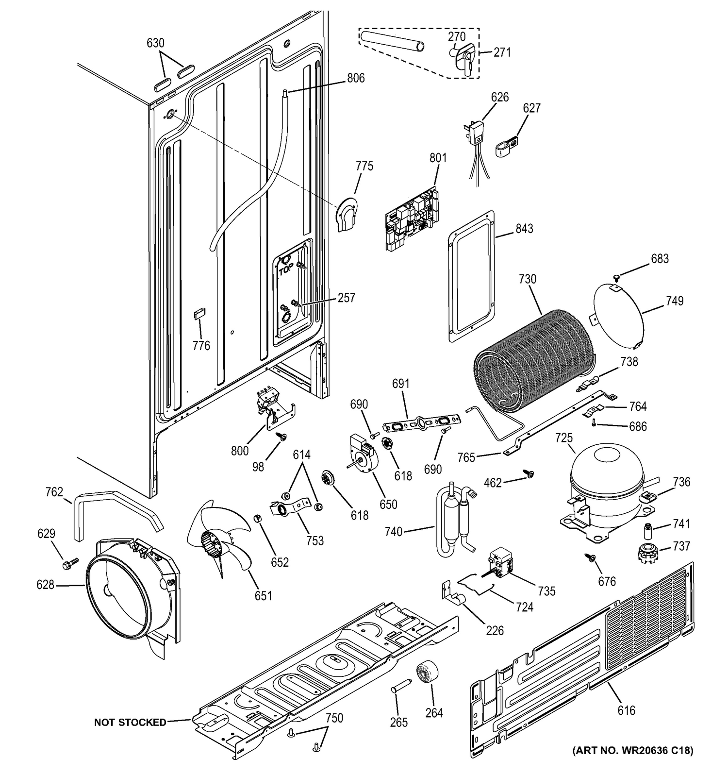 MACHINE COMPARTMENT Diagram and Parts List for GSH25JGDEBB  General Electric Refrigerator