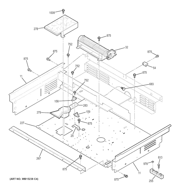 Cooling Fan Diagram and Parts List for JD630DF5WW  General Electric Range