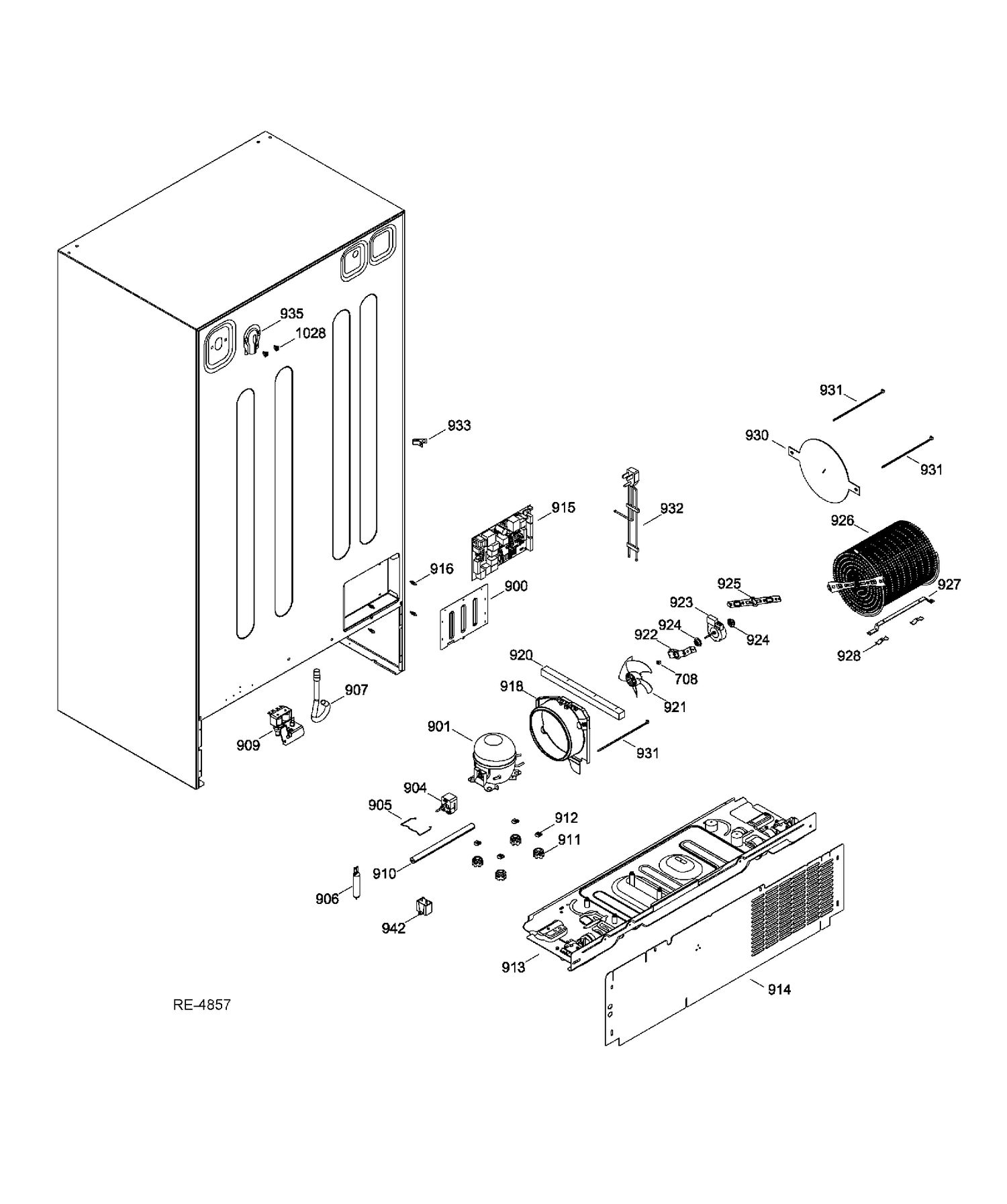 SEALED SYSTEM & MOTHERBOARD Diagram and Parts List for GSRC3QGXHFWW  General Electric Refrigerator