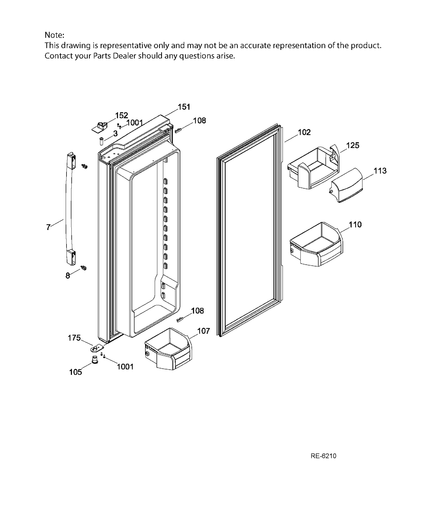 FF DOOR RIGHT Diagram and Parts List for PNR22MSEAFES  General Electric Refrigerator