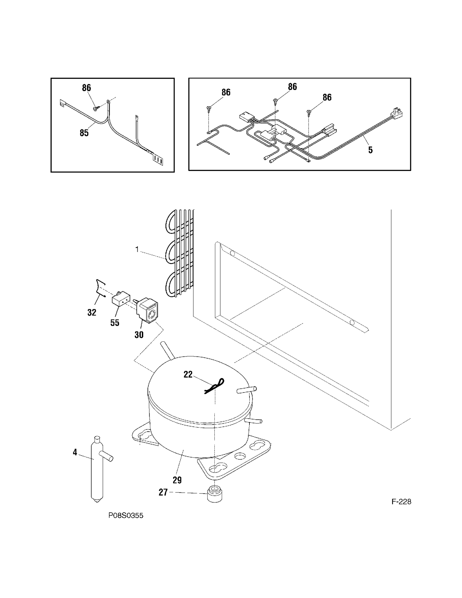 SYSTEM PARTS Diagram and Parts List for FCM5FMEWH  General Electric Freezer