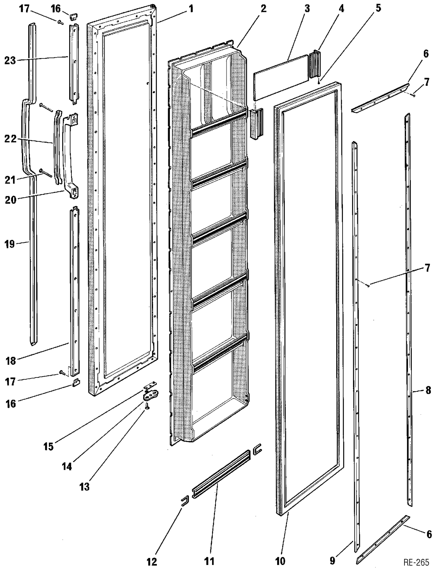 FREEZER DOOR Diagram and Parts List for L19FAM2-1  General Electric Refrigerator