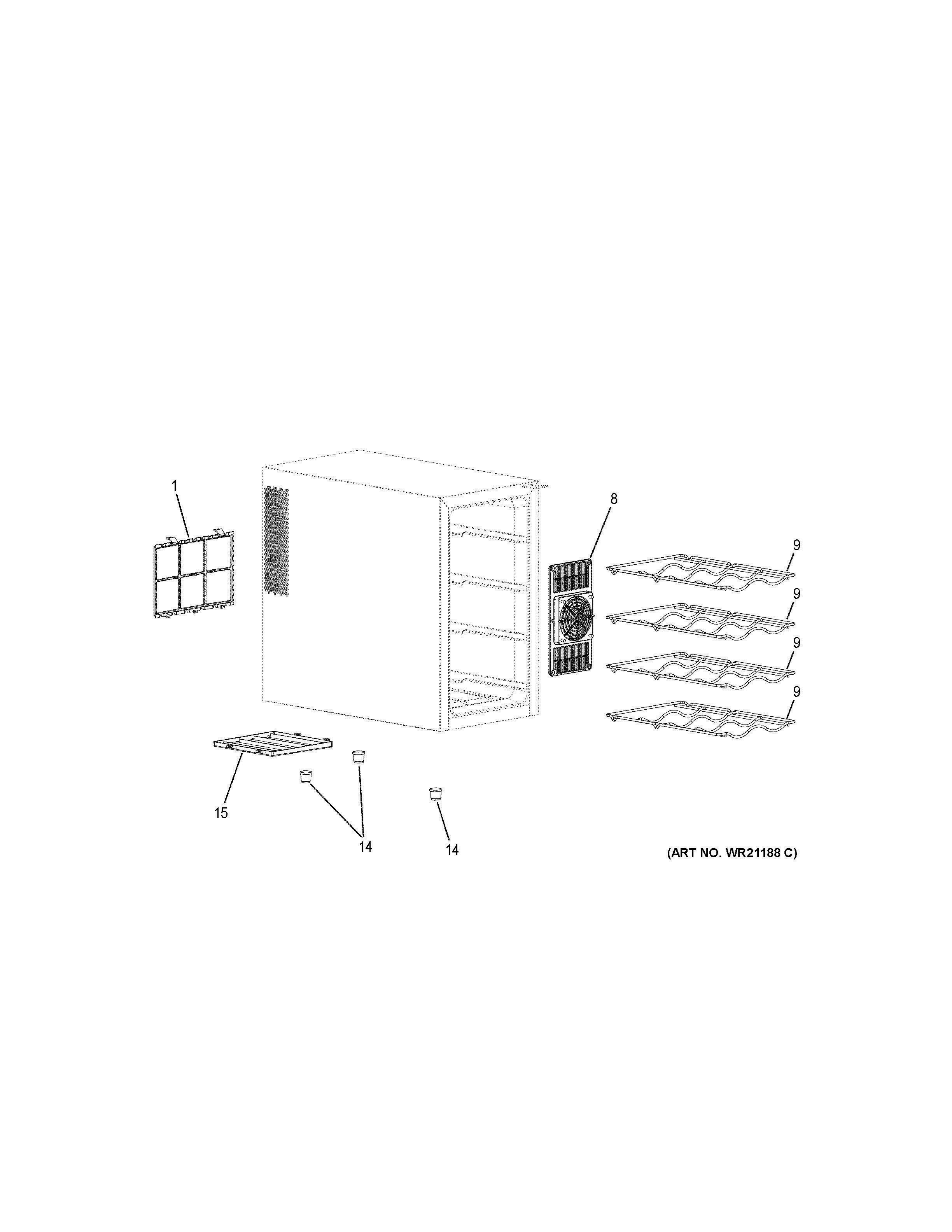 WINE CHILLER Diagram and Parts List for HVTEC08ABS  General Electric Wine and Beverage Cooler