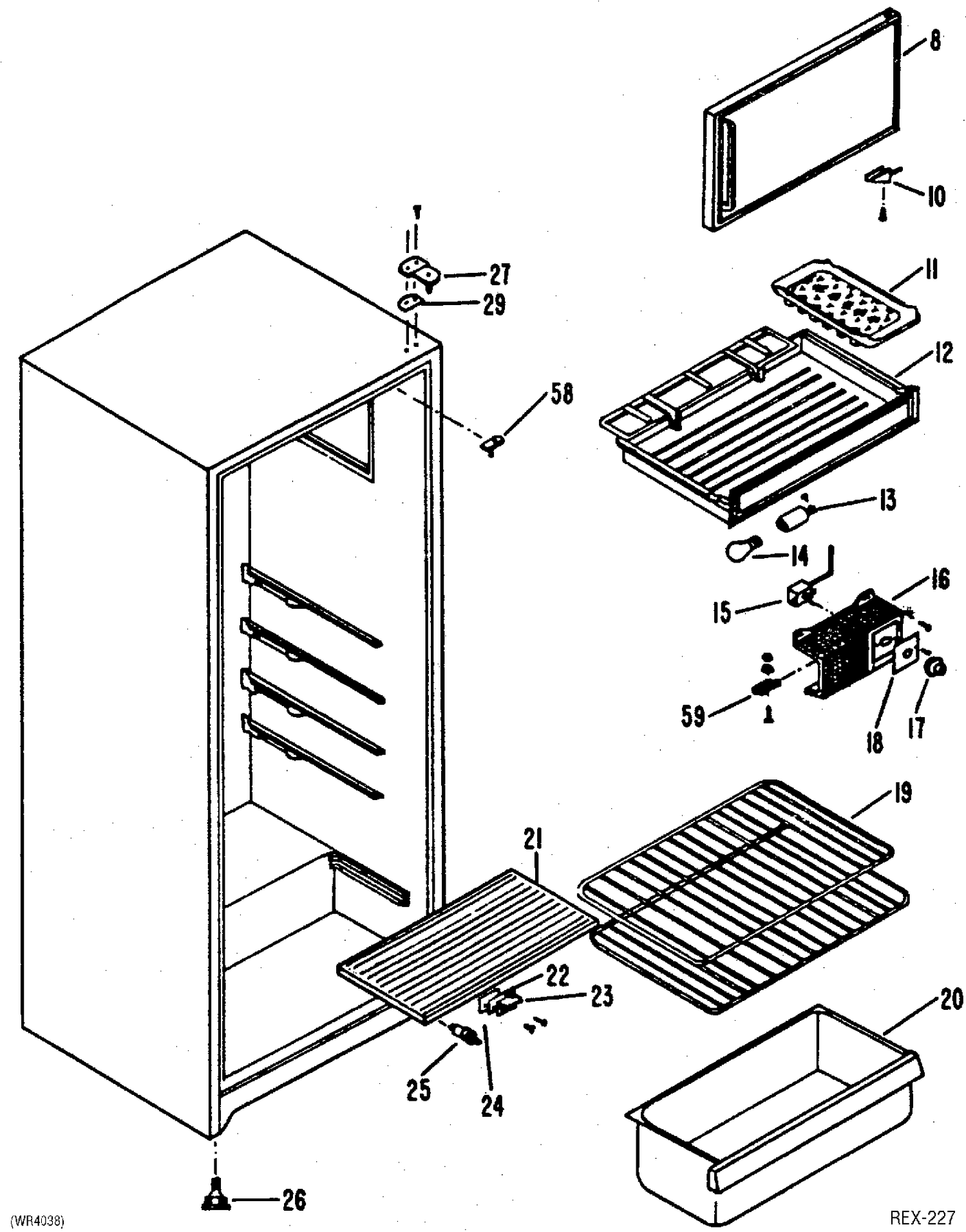 REFRIGERATOR SECTION Diagram and Parts List for TAC10SMRWH  General Electric Refrigerator