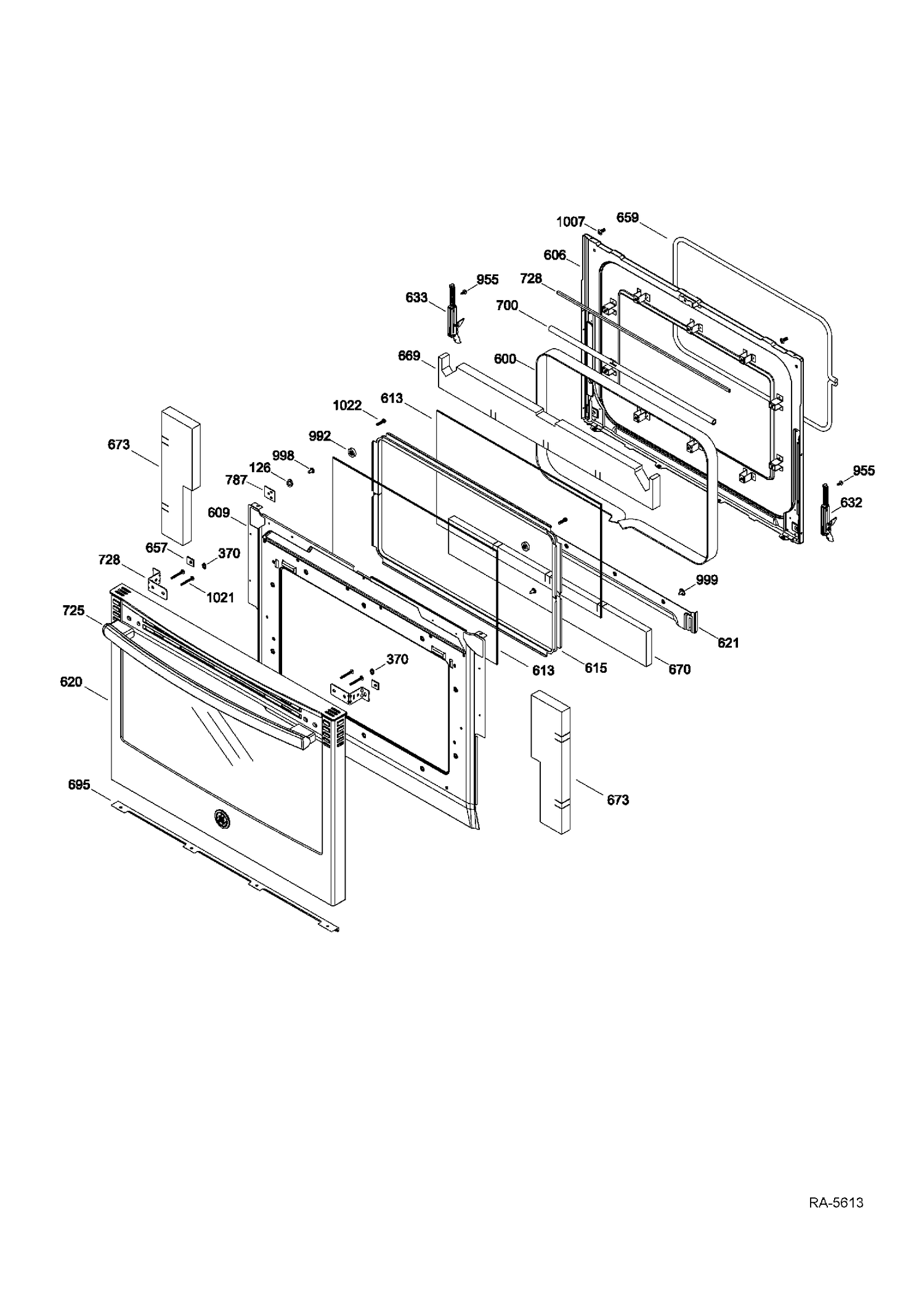 DOOR Diagram and Parts List for PCS940SF1SS  General Electric Range