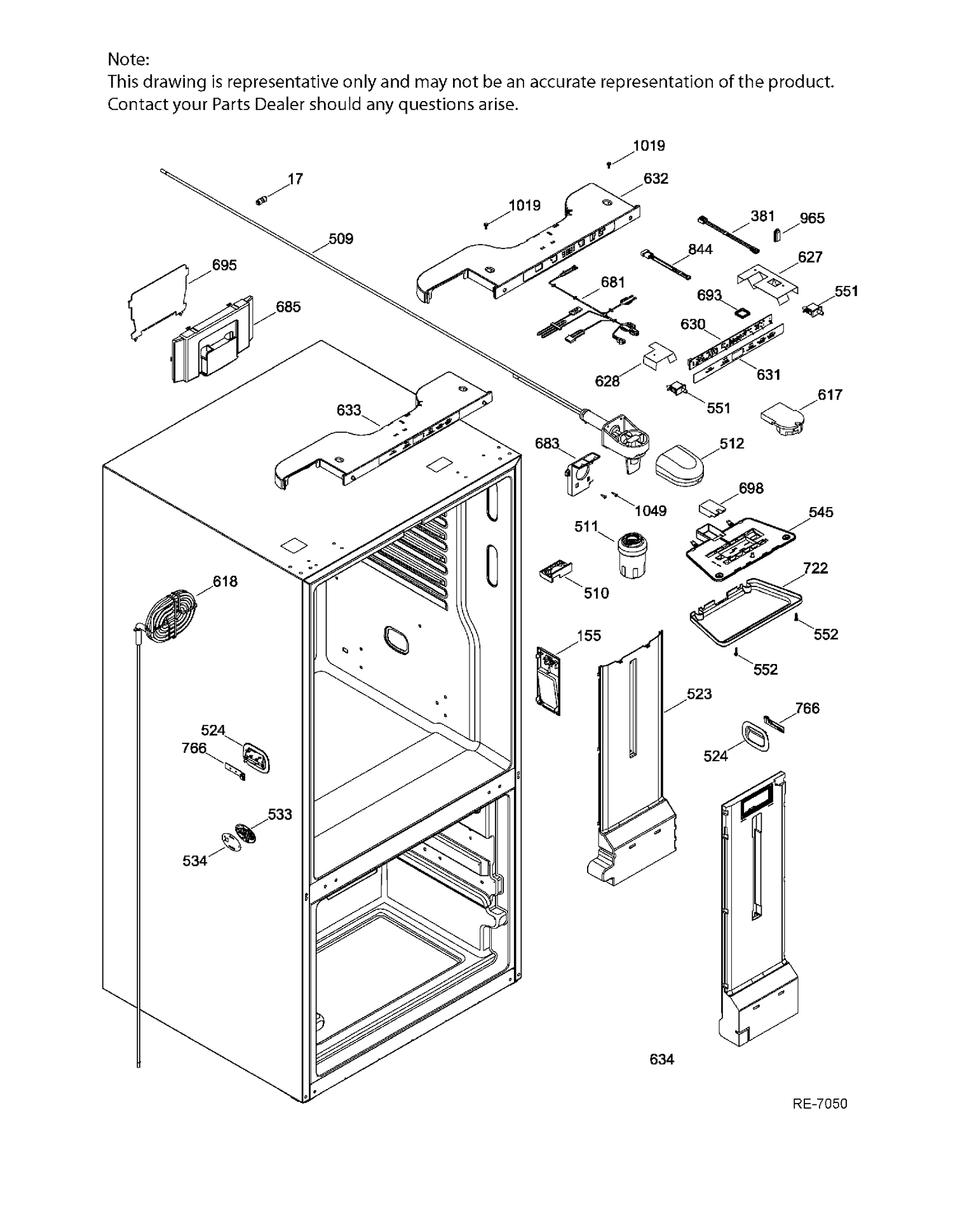 FF FUNCTIONAL PARTS Diagram and Parts List for PNE21KGKBKBB  General Electric Refrigerator
