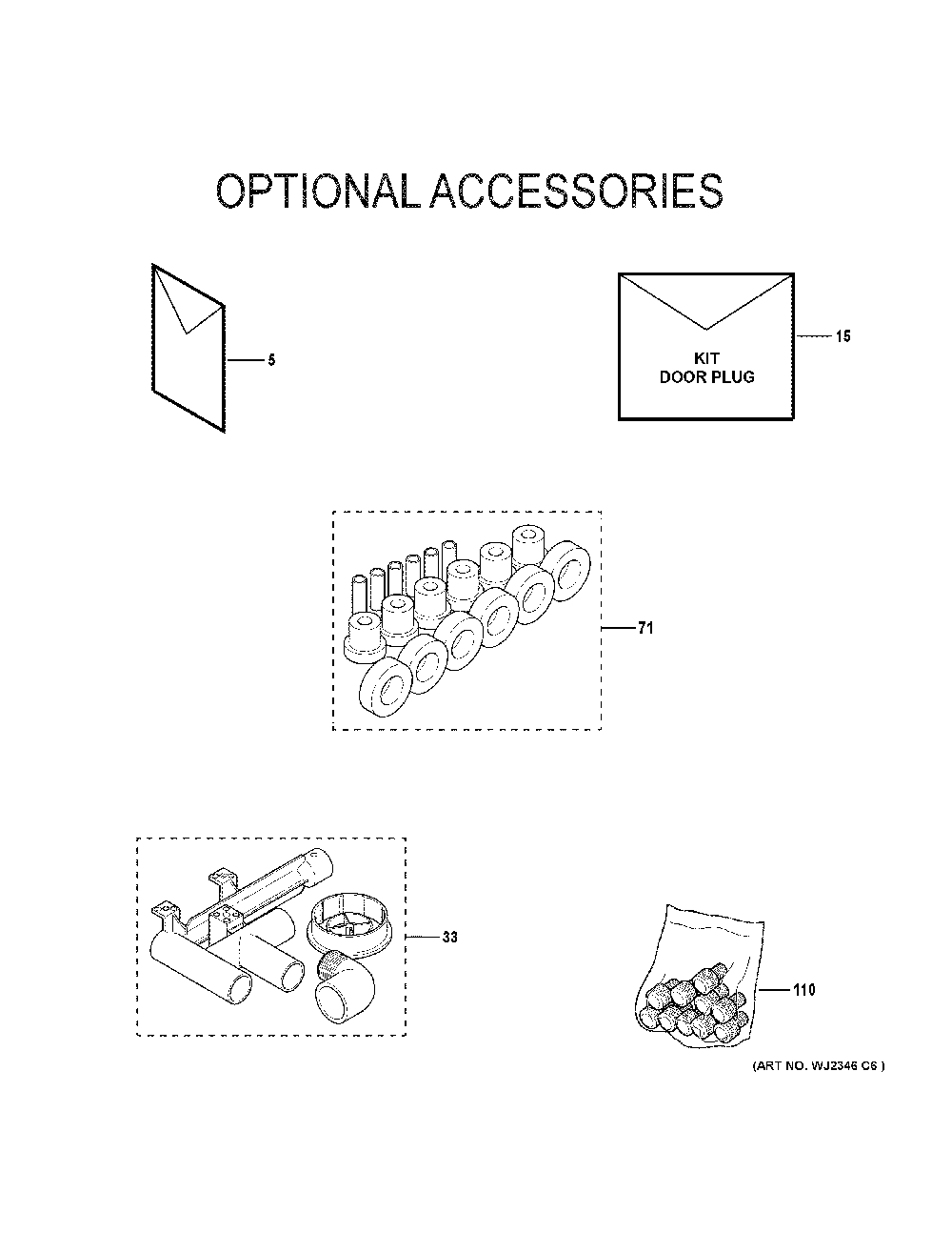Optional Accessories Diagram and Parts List for NF95X080S4C02  General Electric Furnace