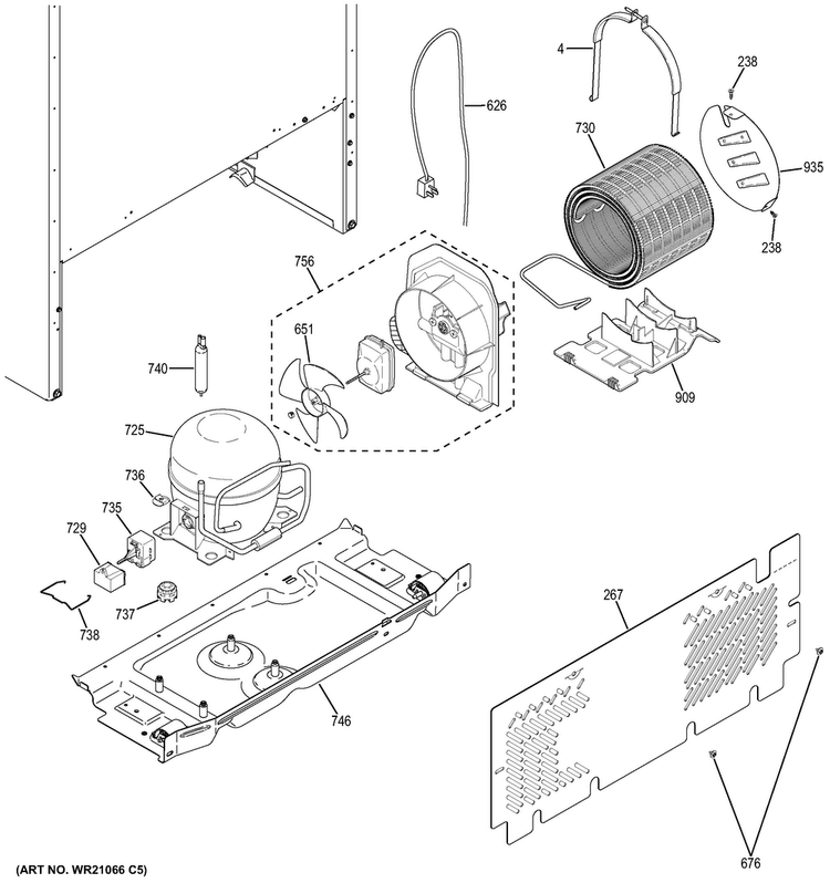 Machine Compartment Diagram and Parts List for GIE18HSHGRSS  General Electric Refrigerator