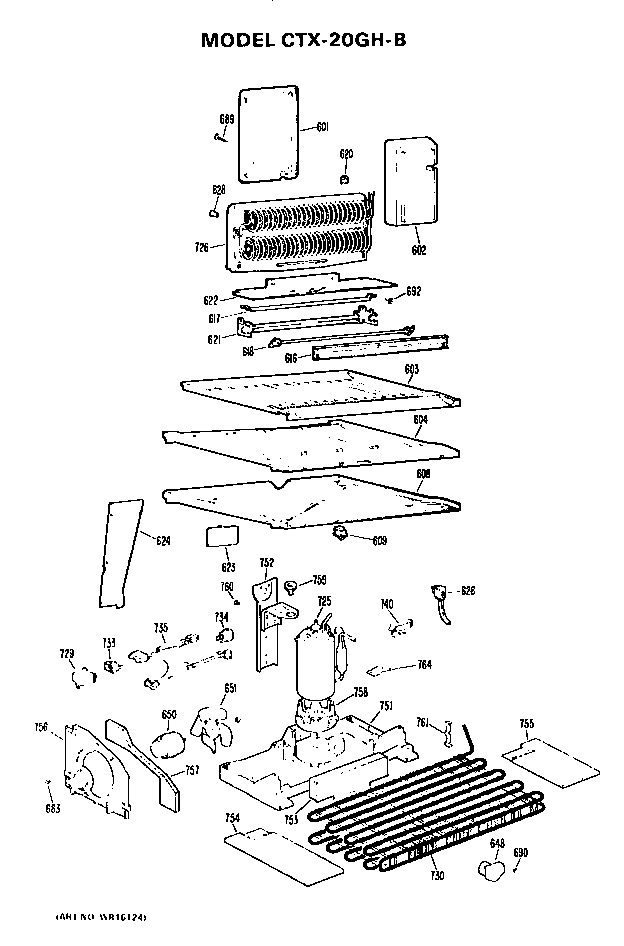 Unit Parts Diagram and Parts List for CTX20GHB  Hotpoint Refrigerator